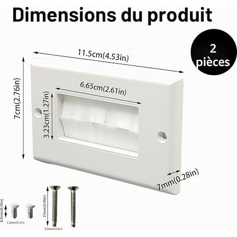 Brush Wall Plate - Brush Wall Cable Management - HDMI Cable Covers Antenna - Flush Mount Socket for Audio-Video Organization (1/4)