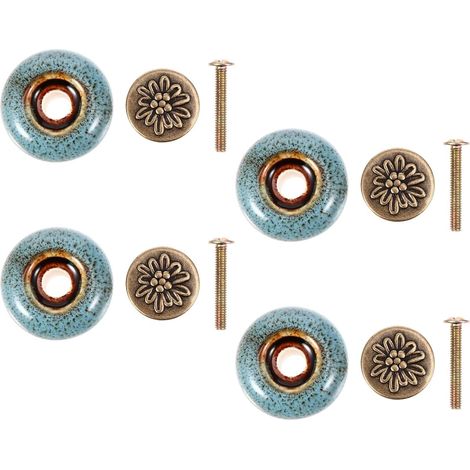 4 boutons en céramique bleue et alliage de zinc pour (1/5)