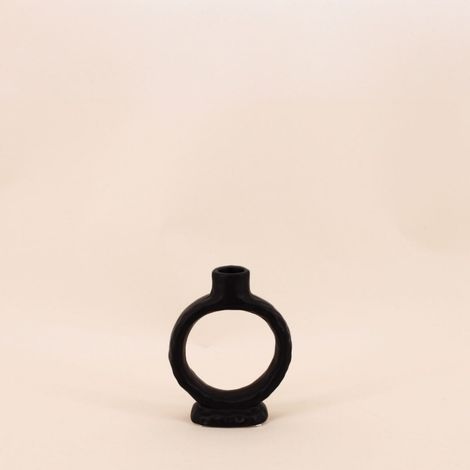 Bougeoir design en céramique noire 14cm (1/5)