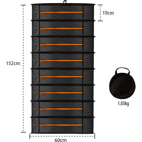 Red plegable colgante de secado de hierbas Crezuo de 8 capas y 60 cm de diámetro con cremalleras para verduras, plantas y ropa.