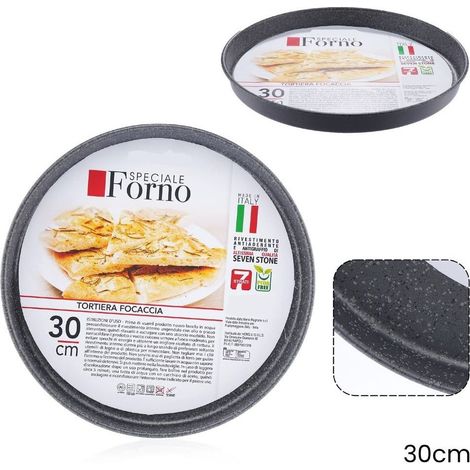 TRADE SHOP - Teglia Stampo Tortiera Focaccia Tonda Antiaderente Antigraffio Da Forno ø22-26-28-30-32cm - -diametro 30cm -