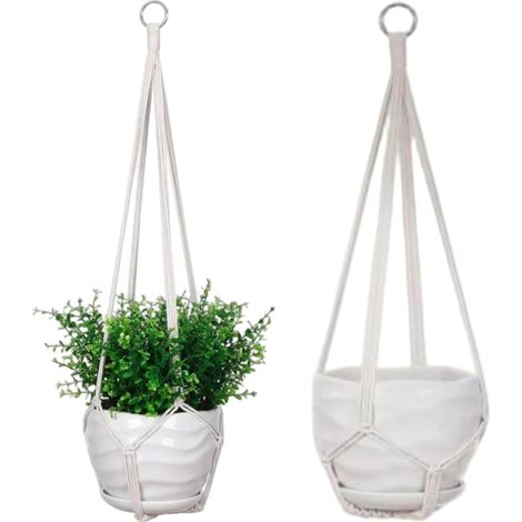 Suspension pour plantes, lot de 2 suspensions en macramé l'intérieur, style bohème, (1/5)