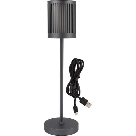 Ortviai Lampe de bureau sans fil en aluminium gris – 5000 mAh, rechargeable USB-C, réglage tactile continu de la luminosité, IP54 (1/5)