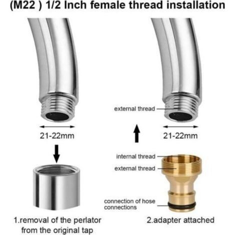 Adaptateur Tuyau Arrosage - Laiton 20 mm - Pour Robinet et Tuyau d'Arrosage - Lot de 2 (1/2)