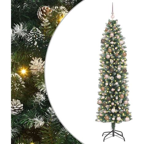 Albero di Natale Artificiale Sottile Verde e Bianco 210 cm vidaXL (1/5)