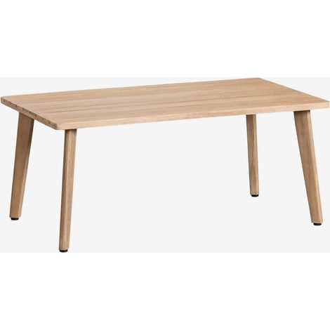 Sklum – Table basse de jardin rectangulaire 90x50 cm en bois d'acacia verni – Patins de protection réglables – Design minimaliste pour extérieur