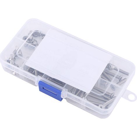 Assortiment de 80 vis à tête plate hexagonale creuse M4 en acier inoxydable SS304, en boîte