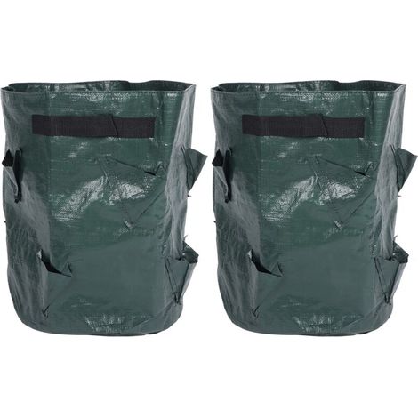 Sacs De Culture De Fraises Vert Foncé 43L 8 Ouvertures Pour Fleurs Et Légumes Intérieur Extérieur 2 Pièces (1/5)