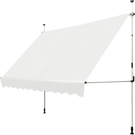 COSTWAY Klemmmarkise 350 cm breit, Balkonmarkise ohne Bohren, UV-beständig, höhenverstellbar, wasserabweisend, Markise mit Handkurbel, Sonnenmarkise, Sonnenschutz für Balkon, Beige (1/5)