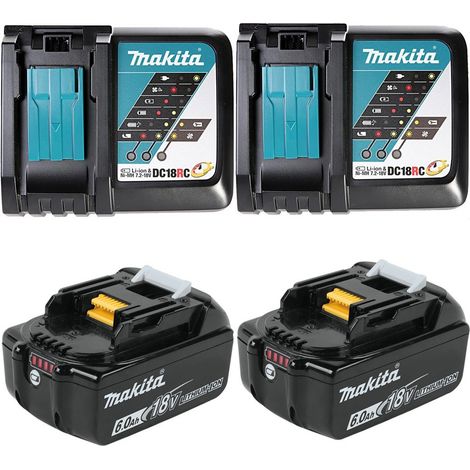Makita BL1860 18v 2x LXT 6.0ah Lithium Batteries + DC18RC Dual Pack Fast Charger (1/4)