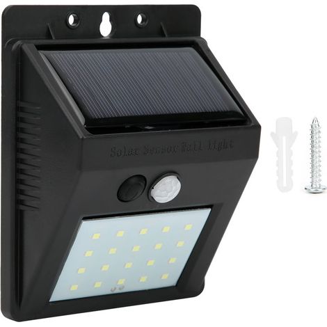 Aplique de pared solar con sensor de 20 LED para patios, pasillos, entradas de vehículos, porches y seguridad en jardines. (1/5)