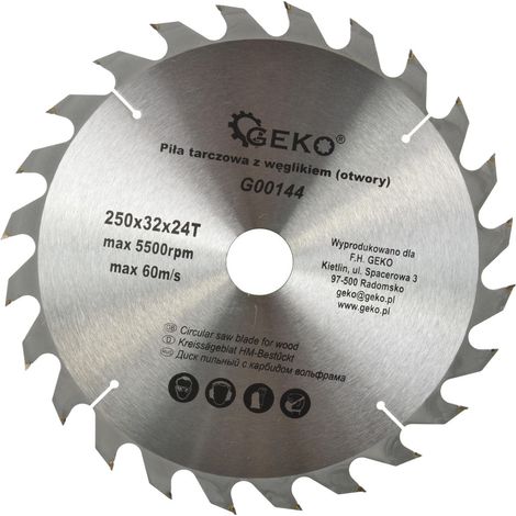 Lame de scie circulaire TCT pour bois Ø250x32 24 dents
