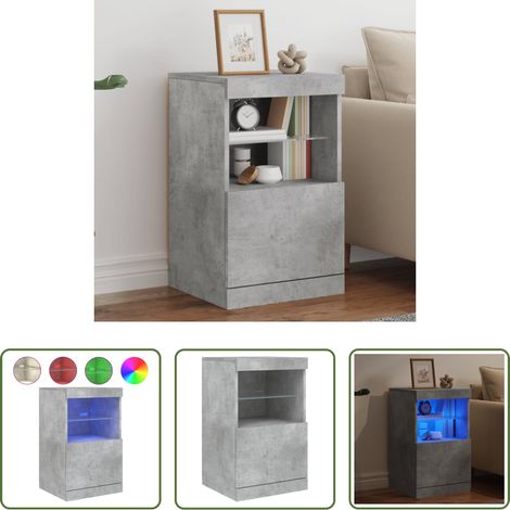 Sideboard - Sideboard mit LED-Leuchten Betongrau 41x37x67 cm (1/5)