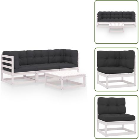 4-tlg. Garten-Lounge-Set mit Kissen Kiefer Massivholz - Garten Lounge Set - Kiefernholzmöbel - Outdoor Möbel - Gartenmöbel - Loungemöbel