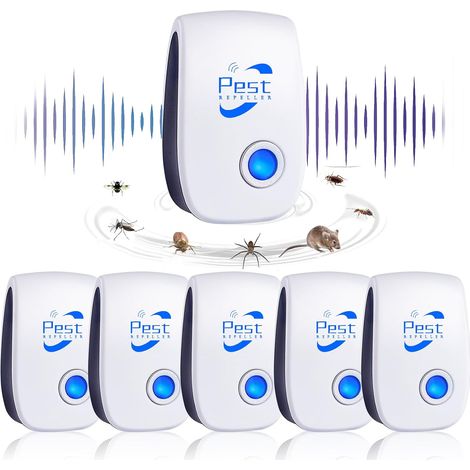 Ultrasonic Rodent and Insect Repellent, 6 pcs Ultrasonic Mosquito Repellent for Mice, Rats, Ants, Spiders, and Mosquitoes, Indoor Electronic Insect Repellent for Mice, Rats, Ants, Spiders, and Mosquit (1/5)