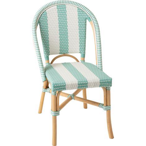 Chaise de Jardin en Rotin "Reyes" 86cm Bleu & Blanc (1/5)