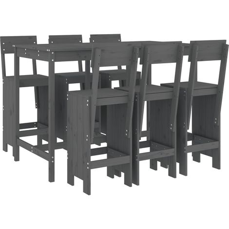 Maison Exclusive - Set Bar da Giardino 7 pz Grigio in Legno Massello di Pino