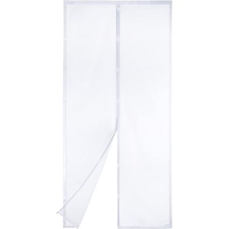Porta con zanzariera magnetica - Rete resistente, guarnizione magnetica dall'alto verso il basso, chiusura automatica, mantiene l'aria fresca all'interno (100x210, bianco) (1/5)
