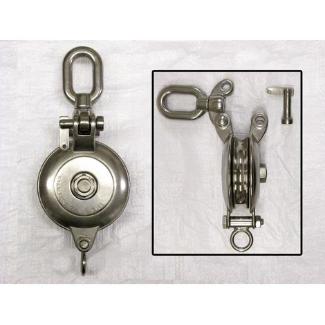 2.5 Ton Logging Snatch Block Pulley Stainless Steel with Swivel Oval Eye (20MM Wire) (1/2)