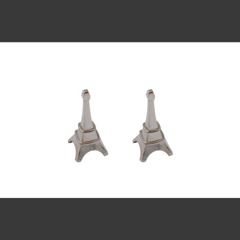 Duo Salière et Poivrière Tour Eiffel en Métal Argenté - Set de Table Cuisine - 4 x 4 x 8 cm - PANGIVO (1/4)