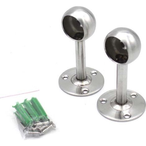 2 soportes ajustables para barra de cortina, soportes de montaje en techo de acero inoxidable cepillado con 6 tornillos para cortinas de ducha, armarios de baño y ventanas. (1/5)