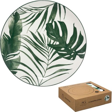 Lot de 6 assiettes plates Feuilles 26 cm (1/5)