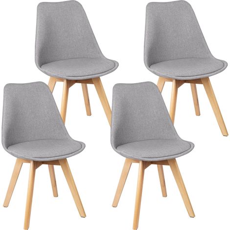 Hobag – Lot de 4 chaises scandinaves – Gris – Polypropylène et velours – Dimensions L54 x W47 x H80 – Hauteur d'assise 46cm (1/5)