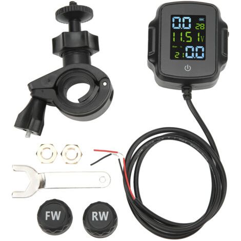 Ejoyous Système de Surveillance de la Pression des Pneus Moto, Système de Surveillance de la Pression des Pneus TPMS Capteur de Pression des Pneus sans Fil Manomètre des Pneus Vélo avec (1/5)