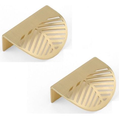 Poignée de tiroir en forme de feuille dorée, 2 pièces (60mm), poignée de porte de meuble en laiton, poignée de porte d'armoire et de placard (1/4)