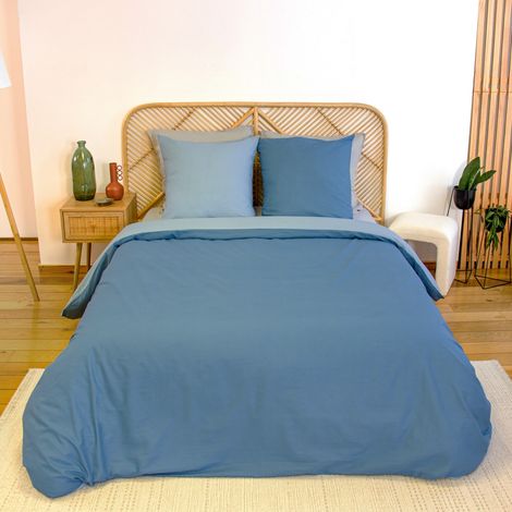 Set biancheria da letto cotone blu, 2 posti