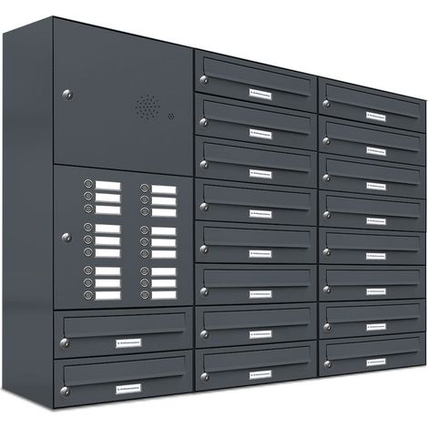 18er Briefkasten Anlage Aufputz - Wandmontage RAL 7016 Anthrazit Klingel (1/5)