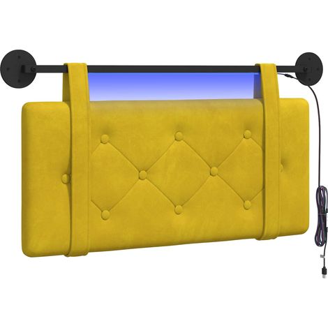 Maison Exclusive - Hängendes Kopfteil Mit LED Licht Gelb Samt (1/5)