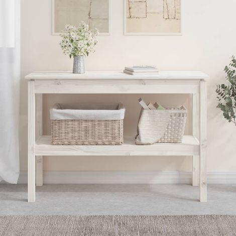 Table console Table d’Entrée Table d'Appoint Bout de canapé pour Couloir, Entrée, Salon Blanc 110x40x75 cm Bois de pin solide GHBN573336 (1/5)