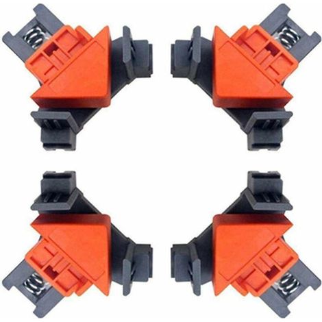 lot De 4 Pinces Angle Droit Pour Travail Du Bois, Menuiserie 90 Degrs Clip De Serrage Angle Droit Fixation Rapide Du Cadre De Photo Colliers De (1/5)