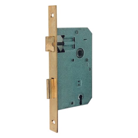 Serrure brevete'e petite plaque rectangulaire 8/70 mm axe 50 mm en acier finition bronze'e