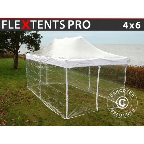 Faltzelt Faltpavillon Wasserdicht FleXtents PRO 4x6m Transparent, (1/5)