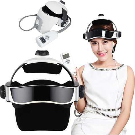 Casque de Massage électrique de la tête, Masseur de Vibrations à Pression d'air avec Massage Profond, Vibrations, Chauffage et Musique, Taille réglable, soulagement de la Douleur, Relaxation (1/5)