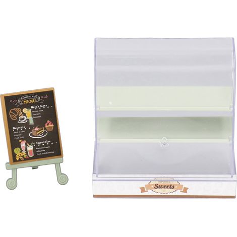 Armoire à gâteaux miniature 1:12 DIY pour maison de poupée, vitrine de pâtisserie dessert modèle vert, accessoires de décoration. (1/5)