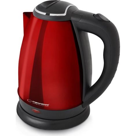 Bouilloire inox 1,8L 1800W – Couleur noire et rouge – Résistante à la chaleur – Pour préparation rapide de boissons chaudes – Esperanza