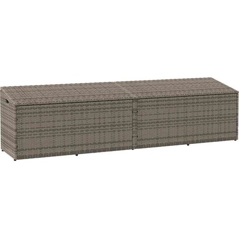 Boîte de rangement de jardin-Coffre de rangement-Stockage Rangement gris 220x50x58 cm résine tressée 358903 (1/5)