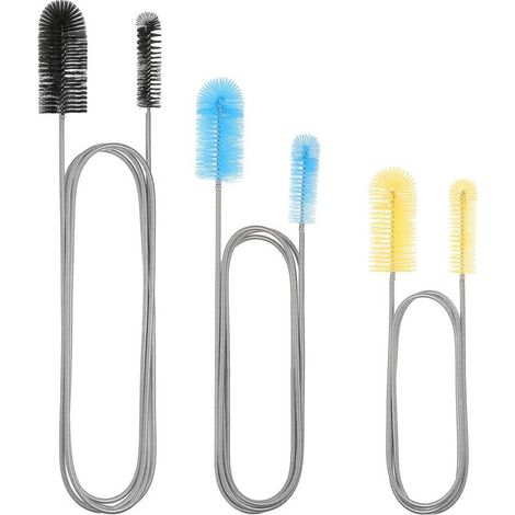 Cepillo para manguera de filtro de acuario (3 piezas), Limpiador de tubo flexible de acero inoxidable, Doble cara, 2 cm, 155 cm, 90 cm, 3 colores (1/5)
