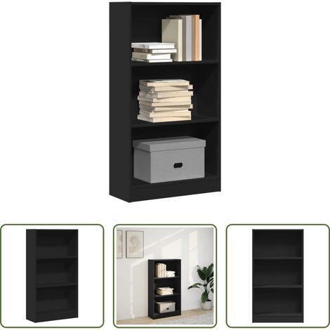 vidaXL Meuble de rangement - Bibliothèque noir 60x24x109 cm bois d'ingénierie (1/5)