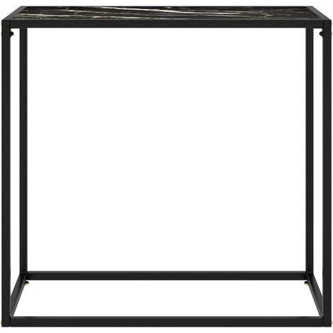 Table console，Table d'appoint，Bout de canapé，Meuble d'entrée Noir 80x35x75 cm Verre trempé