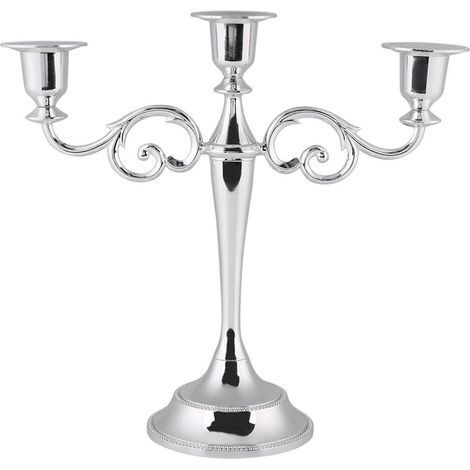 Chandelie 3 Bas en Métal Bougeoi Bougeoi Bâton O Agent 3 Banches De Style Euopéen Candélabe De Maiage Chandelie 2 Couleus Déco À La Maison(Agent) (1/5)