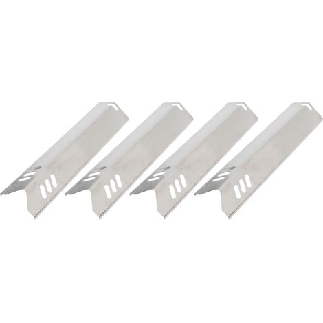 Lot de 4 plaques de protection thermique réglables en acier inoxydable pour brûleurs de four et barbecue à gaz. Déflecteurs de chaleur. (1/5)