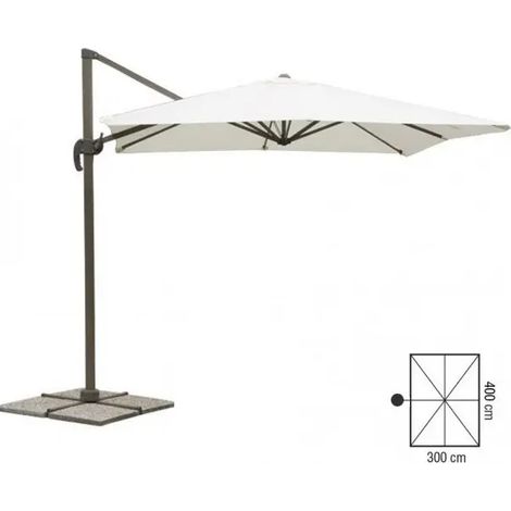 Parasol Deluxe autoporté 3x4 m ecru effet bois