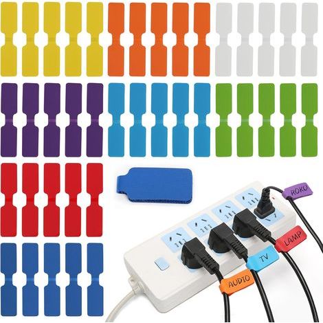 40 Pack Reusable Cable Labels with Multicolor Writable Nylon Closure for Cable Management and Identification of Computer Cables, Charging Cables in Home Office (1/5)