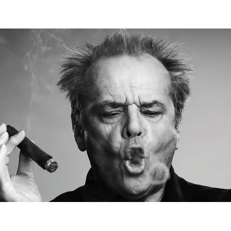 Tableau sur toile, poster, photo de Jack Nicholson fumant un cigare, art mural noir et blanc sans cadre (40 x 60 cm), Betterlifefg (1/3)