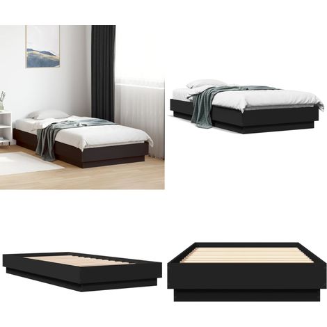 Bettgestell Schwarz 75x190 cm Holzwerkstoff - Bettestel - Doppelbett - Holzbettrahmen - Massivholzbette - Schwarzes Bett - Home & Living (1/5)