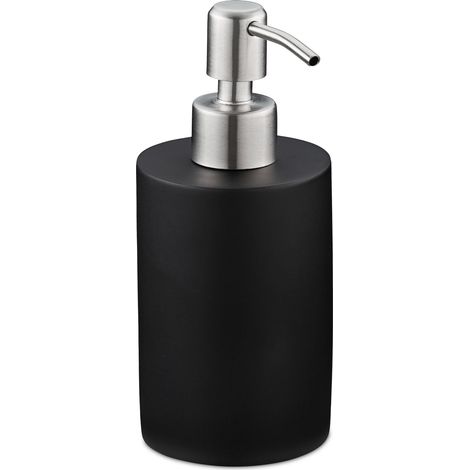 Elegante dispenser di sapone liquido per bagno 16,5 x 7 x 8 cm con pompa ricaricabile in pietra artificiale grigio 130009163